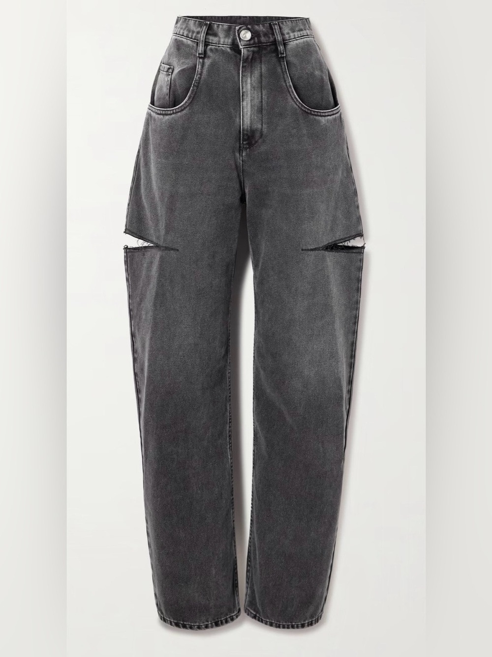 Maison Martin Margiela Women's Grey Washed Straight-Leg Jeans